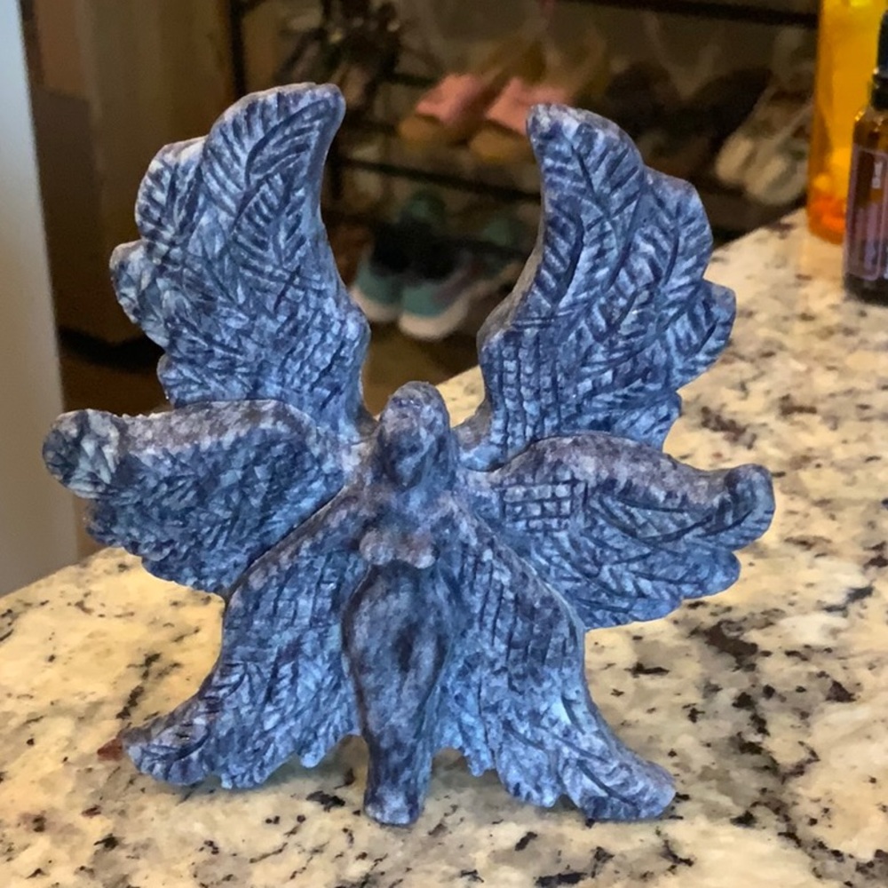 BLUE QUARTZITE HAND CARVED ANGEL